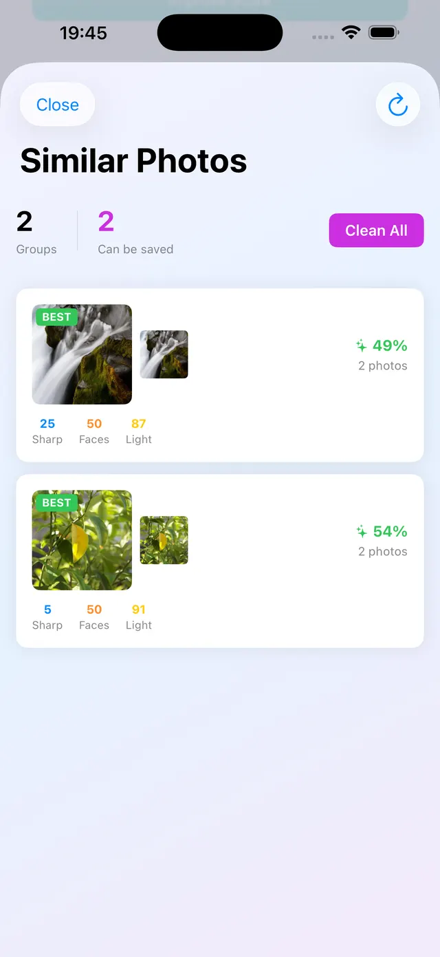 Clean Gallery — Smart detection
