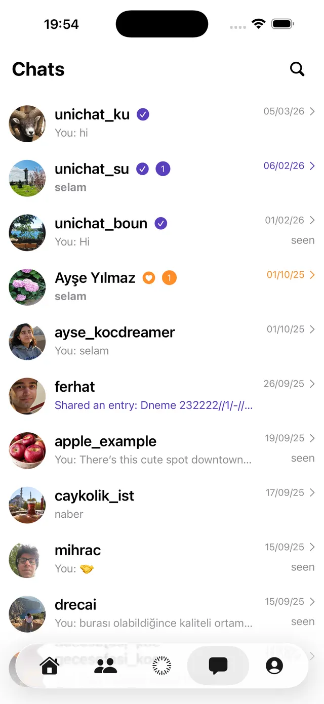 UniChat — Private messages