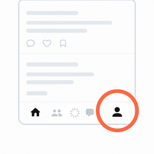 Main app interface showing the bottom tab bar with the right-most Profile tab highlighted