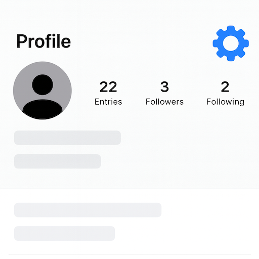 Profile page with settings icon highlighted